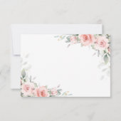 ソフト赤面ピンクフローラグリーンリーウェディングRSVPカード 出欠カード (裏面)