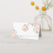 ソフト赤面ピンクフローラバラかわいいユニコーン プレイスカード (正面)