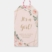 ソフト赤面ピンクフローラバラガールベビーシャワーの好意 ギフトタグ (裏面)