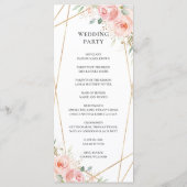 ソフト赤面ピンクフローラ幾何学的結婚式 プログラム (裏面)