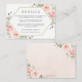 ソフト赤面ピンクフローラ結婚金ゴールド詳細 エンクロージャーカード (正面/裏面)