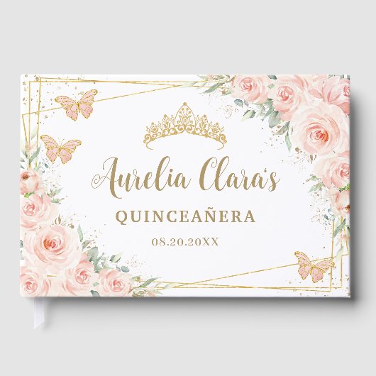 ソフト赤面ピンクフローラ蝶キンセアニェラ ゲストブック (正面)