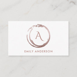 ソフト赤面ピンクブラシマーク円ロゴモノグラム 名刺