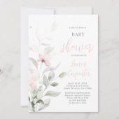 ソフト赤面ピンクベビーシャワーガール招待状 招待状 (正面)