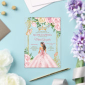 ソフト赤面ピンクミクリンスクラウンリューズ金ゴールドキンセアニラ アクリル招待状 (インサイチュ (ウェディング))