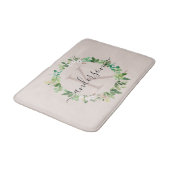 ソフト赤面ピンクリース茎葉水彩モノグラム バスマット (アングル)