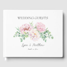 ソフト赤面ピンクローズエレガントフローラ結婚ズ ゲストブック