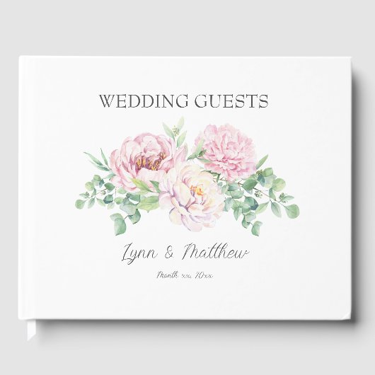 ソフト赤面ピンクローズエレガントフローラ結婚ズ ゲストブック (正面)