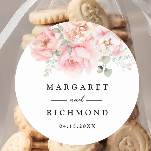ソフト赤面ピンクローズガーデン結婚フローラ ラウンドシール