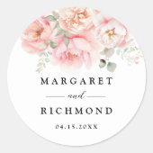 ソフト赤面ピンクローズガーデン結婚フローラ ラウンドシール (正面)