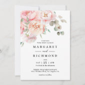 ソフト赤面ピンクローズガーデン結婚フローラ 招待状 (正面)