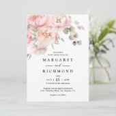 ソフト赤面ピンクローズガーデン結婚フローラ 招待状 (スタンド正面)