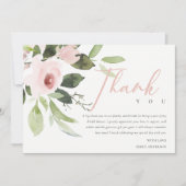 ソフト赤面ピンクローズフローラブライダルシャワーありがとう 招待状 (正面)