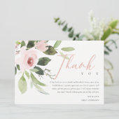 ソフト赤面ピンクローズフローラブライダルシャワーありがとう 招待状 (スタンド正面)