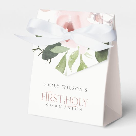 ソフト赤面ピンクローズフローラ初の聖餐式 フェイバーボックス (正面サイド)