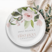 ソフト赤面ピンクローズフローラ初の聖餐式 ペーパープレート