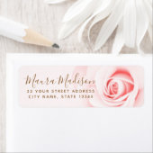ソフト赤面ピンクローズフローラ差出人住所 ラベル (インサイチュ)