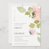 ソフト赤面ピンクローズフローラ私たちはノットカードを結んだ サンキューカード (正面)