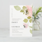 ソフト赤面ピンクローズフローラ私たちはノットカードを結んだ サンキューカード (スタンド正面)