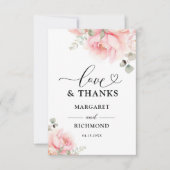 ソフト赤面ピンクローズ結婚フローラサンキューカード サンキューカード (正面)
