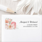 ソフト赤面ピンクローズ結婚フローラ差出人住所 ラベル (インサイチュ)