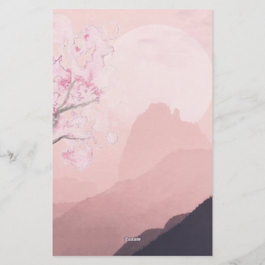 ソフト赤面ピンク水平文房具 便箋 (裏面)