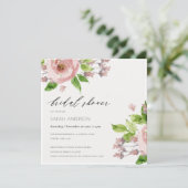 ソフト赤面ピンク水彩フローラブライダルシャワー 招待状 (スタンド正面)