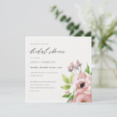 ソフト赤面ピンク水彩フローラブライダルシャワー 招待状 (スタンド正面)