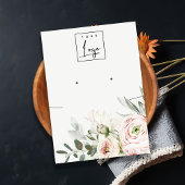 ソフト赤面ピンク牡丹フローラロゴイヤリングネックレス 名刺