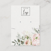 ソフト赤面ピンク牡丹フローラロゴイヤリングネックレス 名刺 (正面)