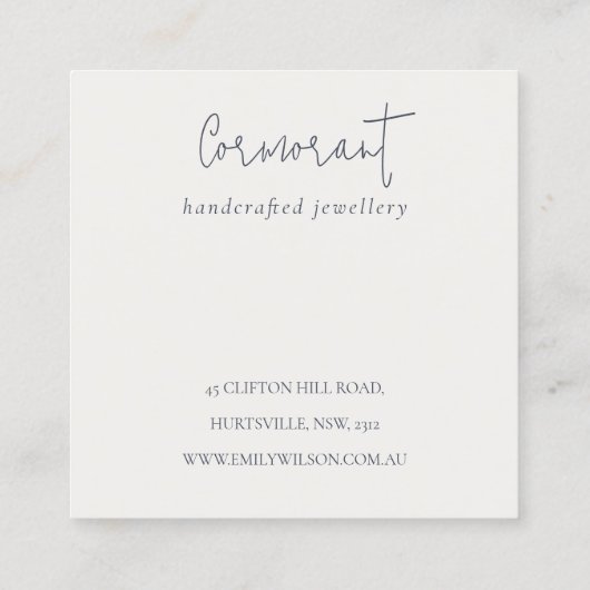 ソフト赤面ピンク牡丹葉植物性フローラロゴ スクエア名刺 (裏面)