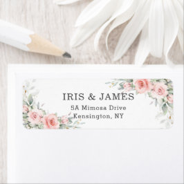 ソフト赤面ピンク結婚フローラ差出人住所 ラベル