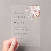ソフト赤面フローラアクリル結婚式招待状 アクリル招待状 (インサイチュ (ポータブル))