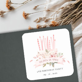 ソフト赤面フローラケーキキャンドル任意の年齢誕生日 スクエアシール