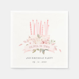 ソフト赤面フローラケーキキャンドル任意の年齢誕生日 スタンダードカクテルナプキン