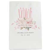 ソフト赤面フローラケーキキャンドル任意の年齢誕生日 ミディアムペーパーバッグ (正面)