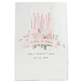 ソフト赤面フローラケーキキャンドル任意の年齢誕生日 ミディアムペーパーバッグ (裏面)