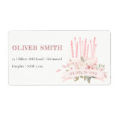 ソフト赤面フローラケーキキャンドル任意の年齢誕生日 ラベル (正面)