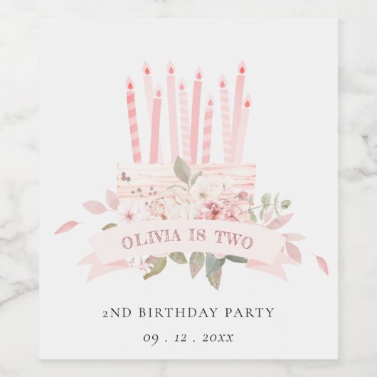 ソフト赤面フローラケーキキャンドル任意の年齢誕生日 ワインラベル (シングルラベル)