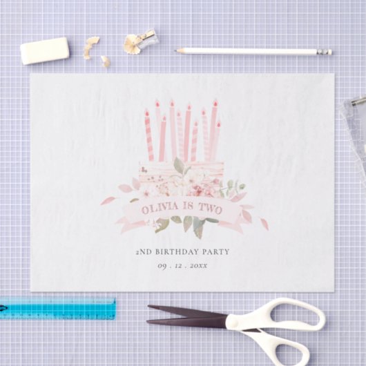 ソフト赤面フローラケーキキャンドル任意の年齢誕生日 薄葉紙 (クラフト)