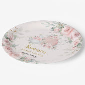 ソフト赤面フローラハイティーパーティーブライダルシャワー ペーパープレート (アングル)