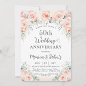 ソフト赤面フローラバラ結婚50周年 招待状 (正面)