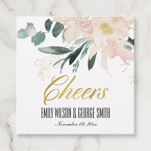 ソフト赤面フローラバンチ水彩結婚応援 フェイバータグ (正面)