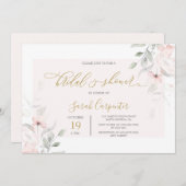 ソフト赤面フローラブライダルシャワー 招待状 (正面/裏面)