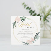 ソフト赤面フローラ枠水彩ブライダルシャワー 招待状 (スタンド正面)