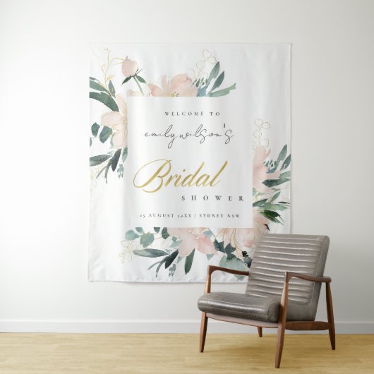 ソフト赤面フローラ水カラーブライダルシャワー歓迎 タペストリー (インサイチュ)