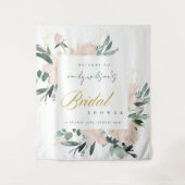 ソフト赤面フローラ水カラーブライダルシャワー歓迎 タペストリー (正面)