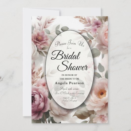 ソフト赤面フローラ牡丹とバラセレナーデ 招待状 (正面)