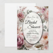 ソフト赤面フローラ牡丹とバラセレナーデ 招待状 (正面/裏面)