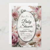 ソフト赤面フローラ牡丹とバラセレナーデ 招待状 (正面/裏面)